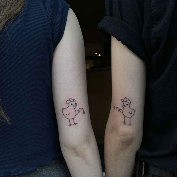 Tattoo con gà cho cặp đôi