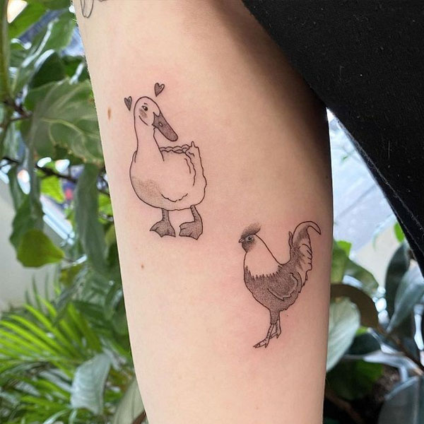 Tattoo con gà mini cho nam