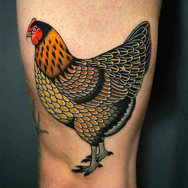 Tattoo con gà ở chân
