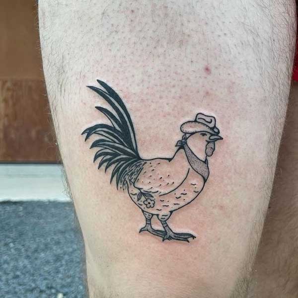 tattoo con gà ở đùi đẹp