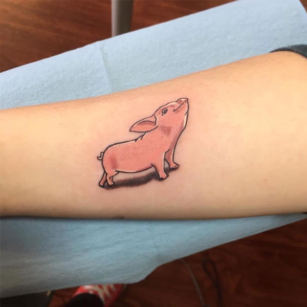 Tattoo con cái heo hồng cute