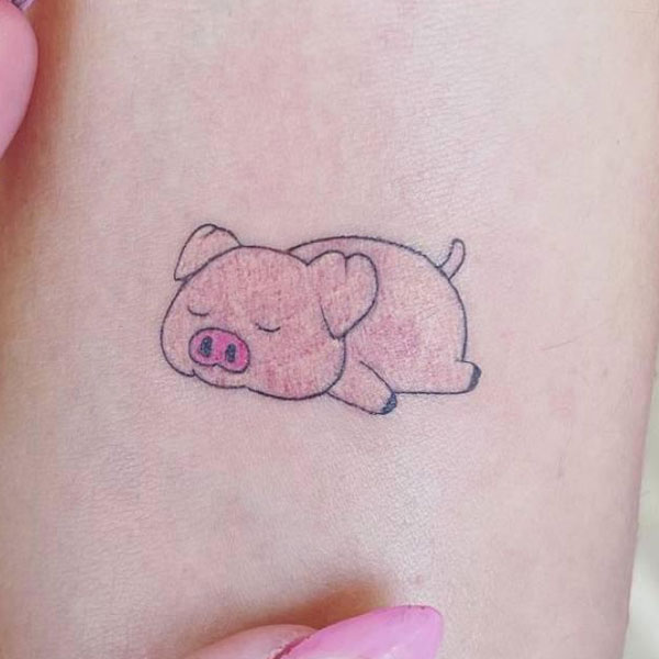 Tattoo con cái heo hồng
