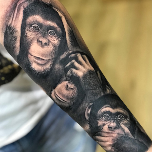 Tattoo con cái khỉ full tay