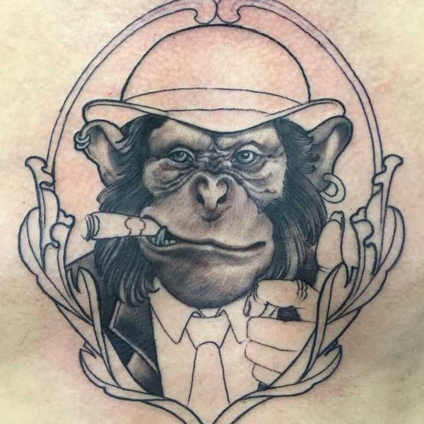 Tattoo con cái khỉ mafia