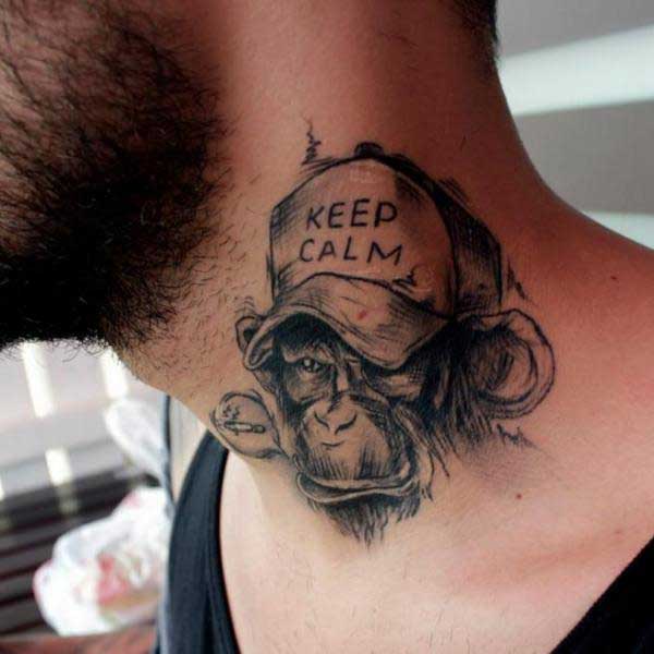 Tattoo con cái khỉ ở cổ