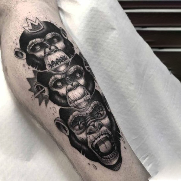 Tattoo con cái khỉ siêu ngầu