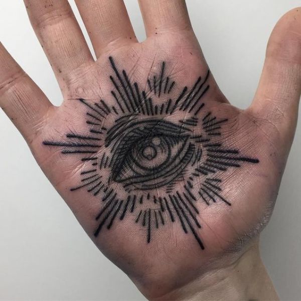 Tattoo con mắt ở bàn tay đẹp