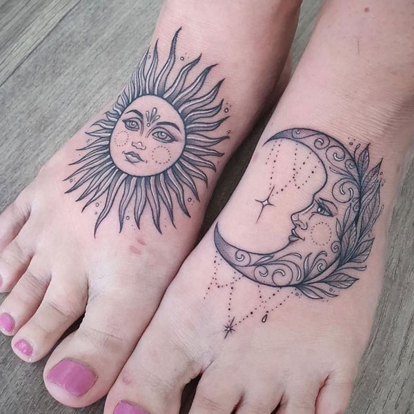 tattoo mặt trăng và mặt trời