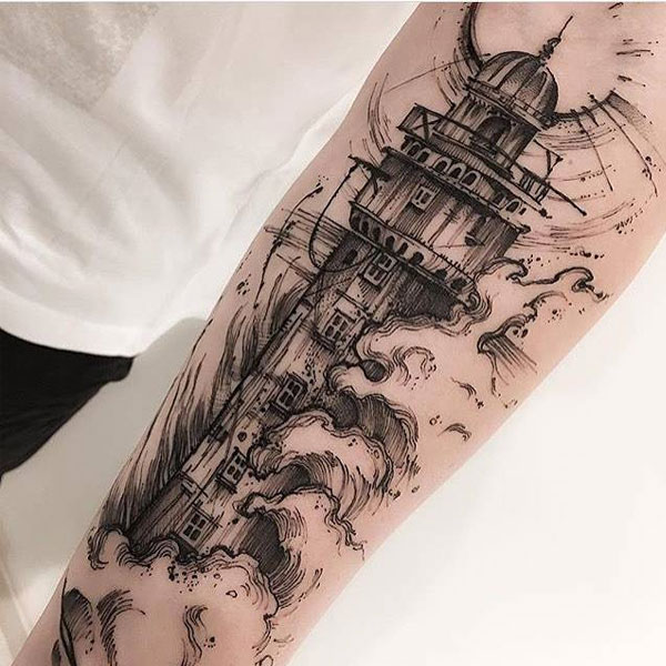 Tattoo ngọn hải đăng cho nam đẹp