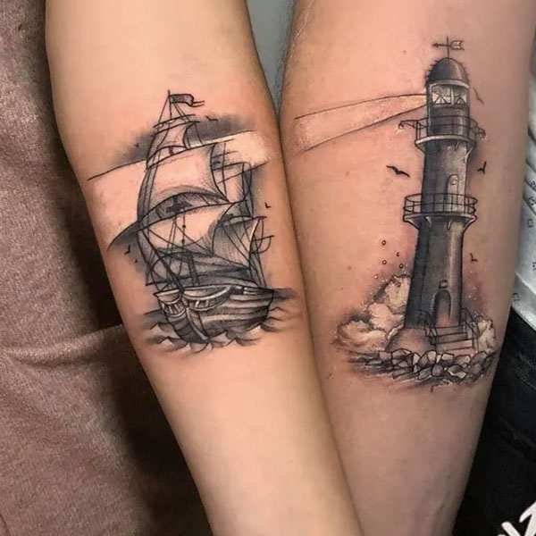 Tattoo ngọn hải đăng đôi