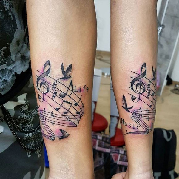 Tattoo nốt nhạc đôi