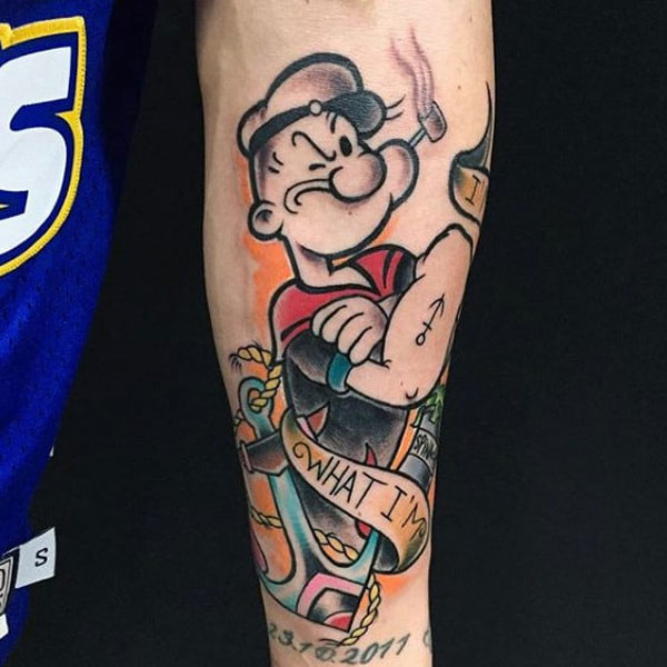 Tattoo popeye ở cánh tay