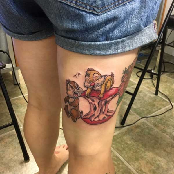 Tattoo chip và dale ở chân đẹp