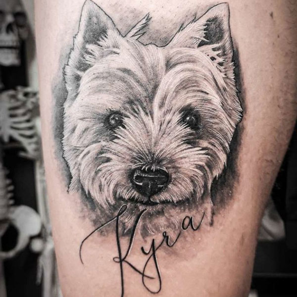 Tattoo con chó đẹp cho nữ