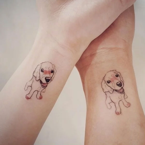 Tattoo con chó ở cổ tay