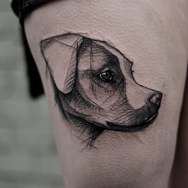 Tattoo con chó ở đùi đẹp