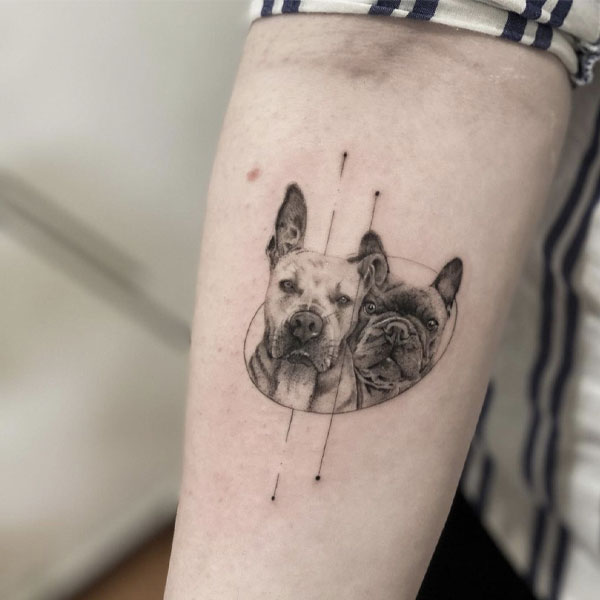 Tattoo con chó pit bull đẹp