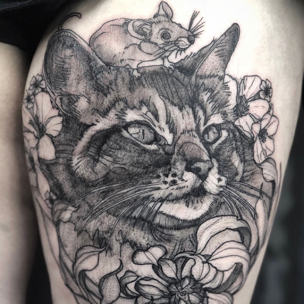 Tattoo con chuột và mèo đẹp