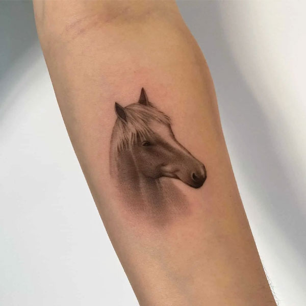 Tattoo con ngựa mini cánh tay