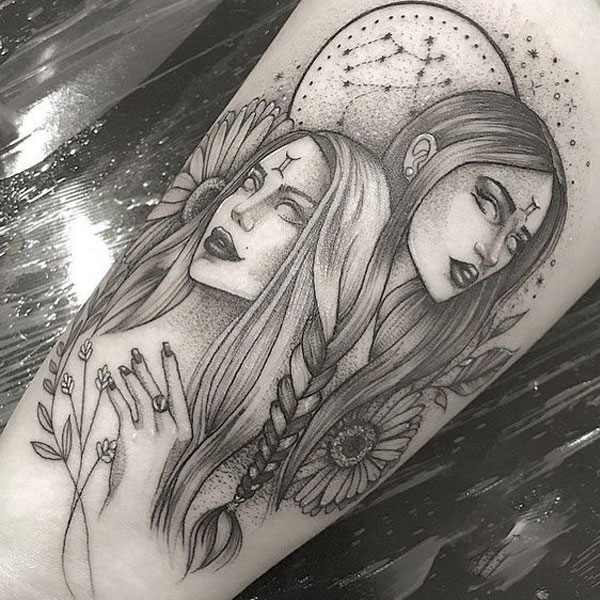 Tattoo cung song tử 2 cô gái chất