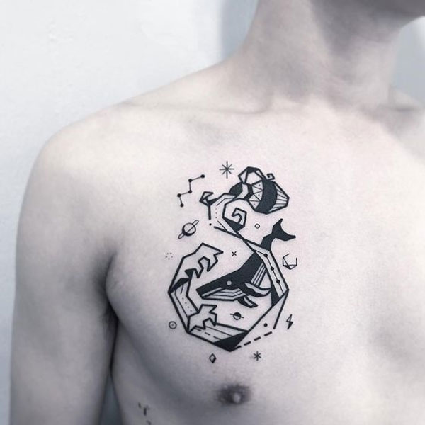 Tattoo cung bảo bình ở ngực