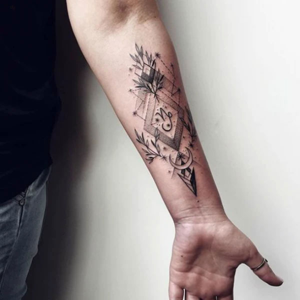 Tattoo cung ma kết cánh tay siêu đẹp