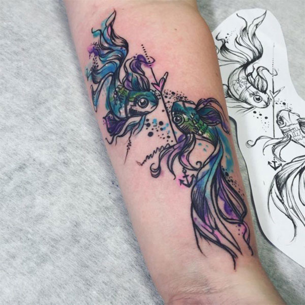 Ý nghĩa của hình xăm cung Song Ngư Pisces  Hình xăm nghệ thuật Lucky  Tattoo