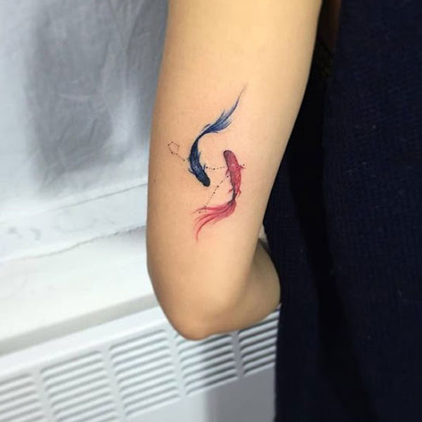 Tattoo cung song ngư mini đẹp