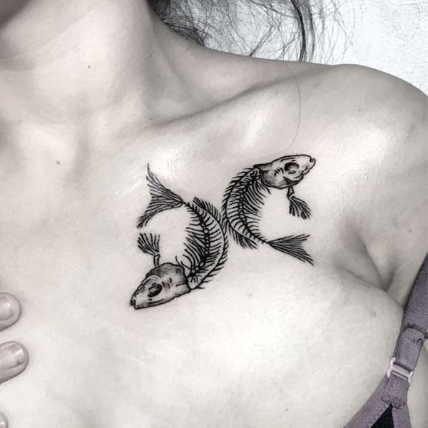 Tattoo cung song ngư ngực nam đẹp