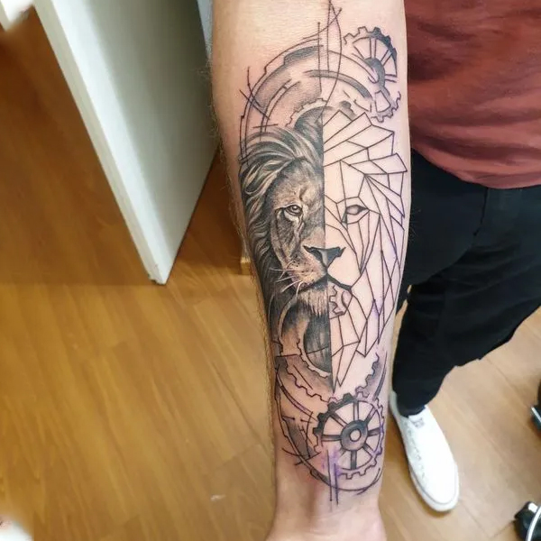 Tattoo cung sư tử đẹp ở chân