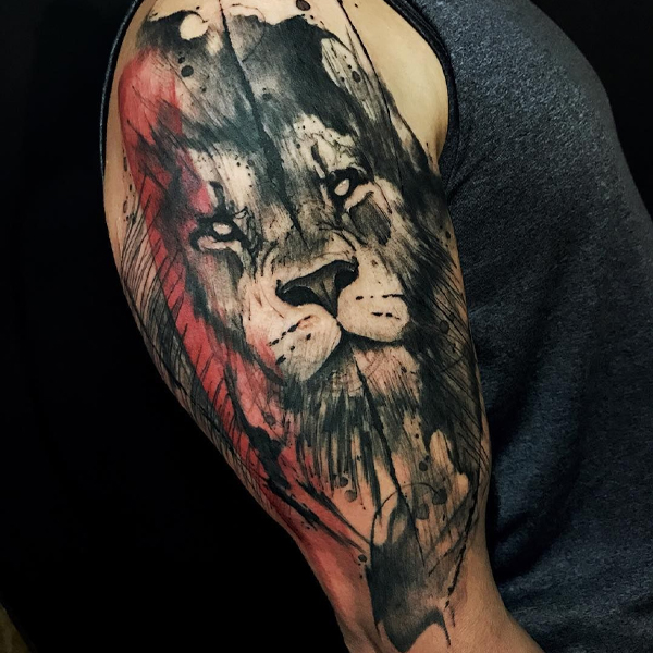 Tattoo cung sư tử linh vật đẹp