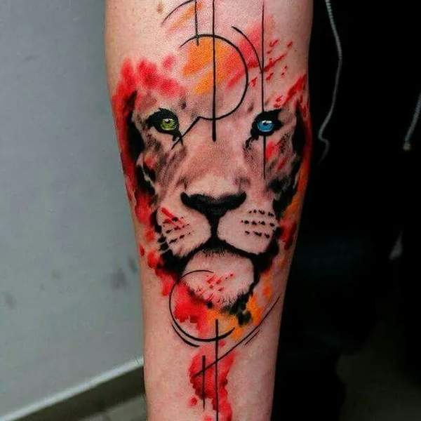 Tattoo cung sư tử màu sắc