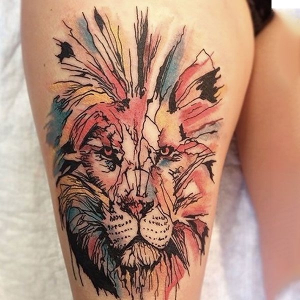 Tattoo cung sư tử ở đùi
