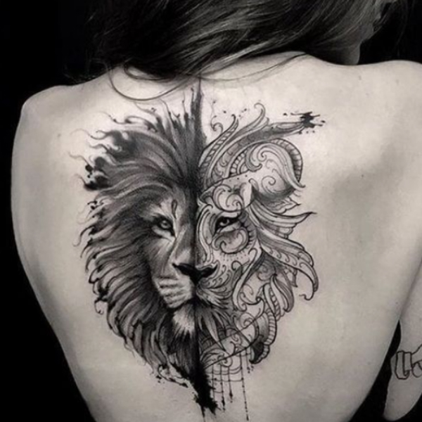 Tattoo cung sư tử ở lung siêu đẹp