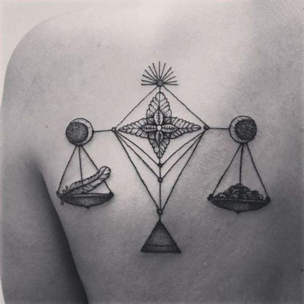 Tattoo cung thiên bình ở lưng