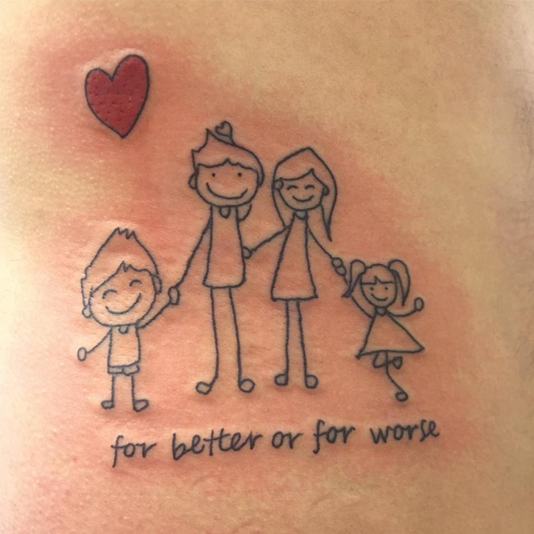 Tattoo gia đình 4 người cực dễ thương