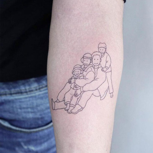 Tattoo gia đình 4 người đáng yêu