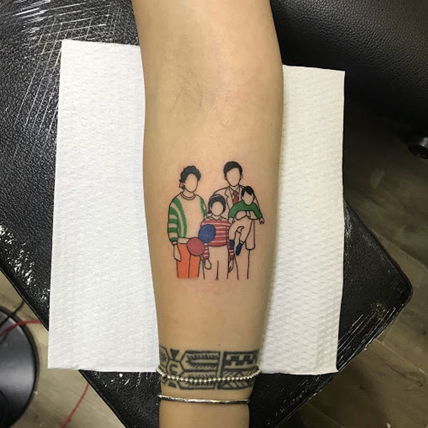 Tattoo gia đình 4 người mini cute