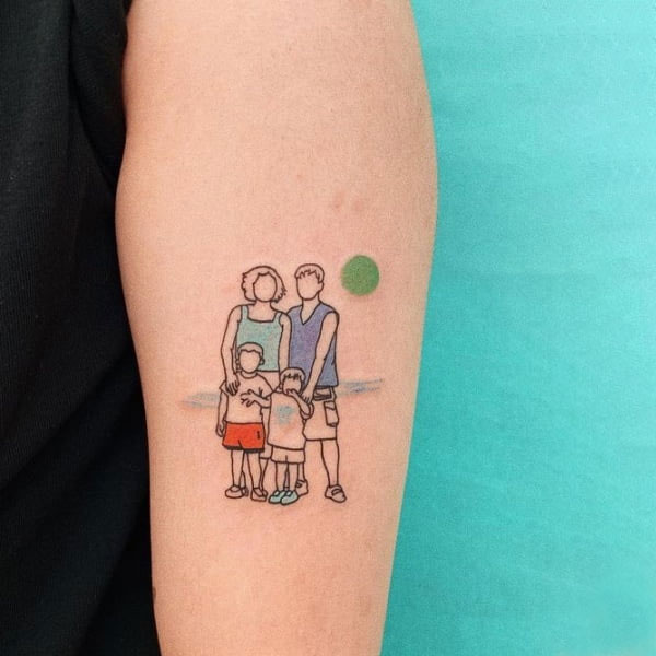 Tattoo gia đình 4 người mini đẹp