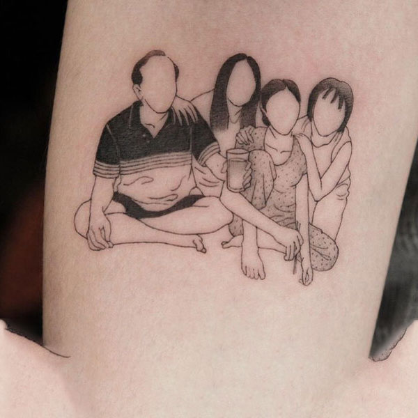 Tattoo gia đình 4 người ý nghĩa
