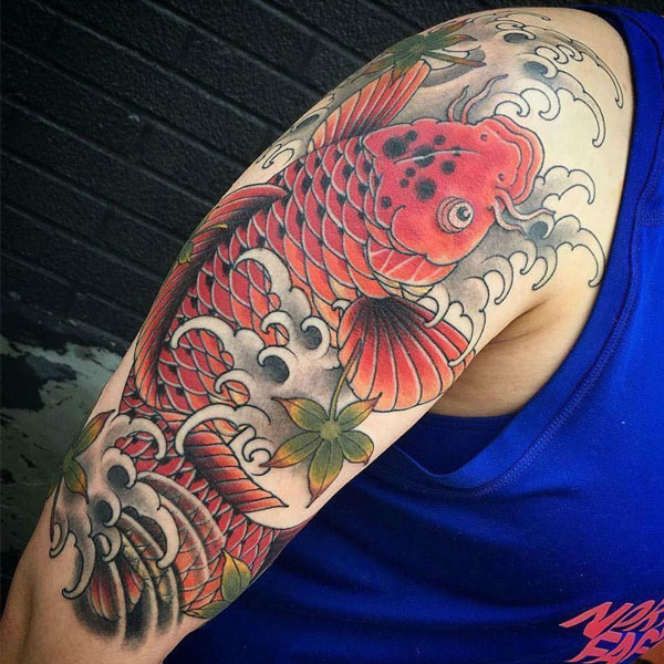 Tattoo mệnh mộc cá chép đỏ