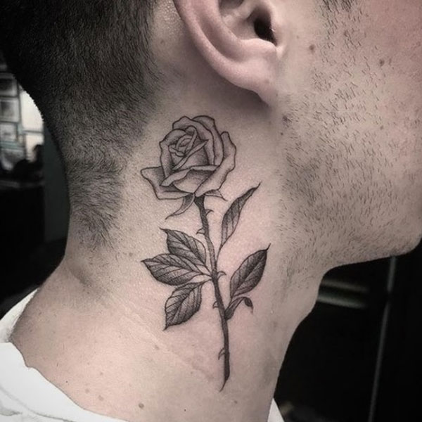 Tattoo mệnh mộc hoa lá ở cổ