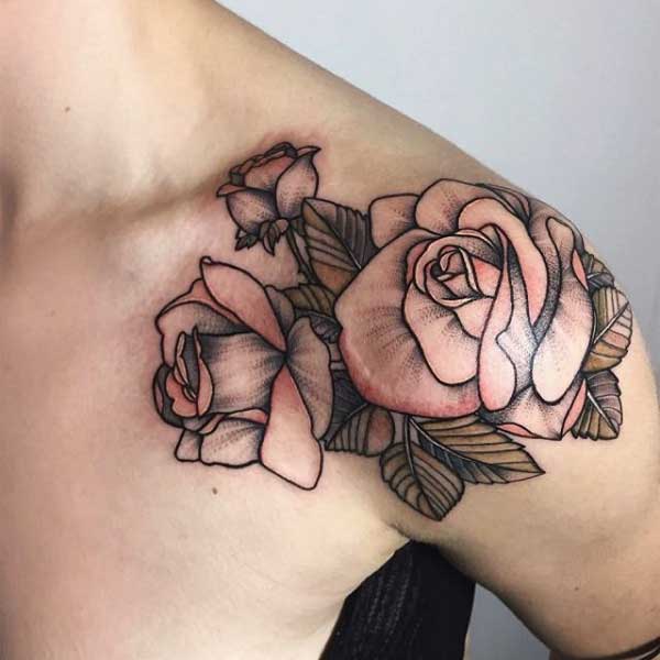 Tattoo ở vai hoa cúc đẹp
