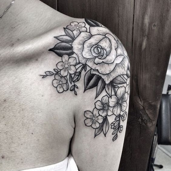 Tattoo ở vai hoa hồng cực đẹp chất