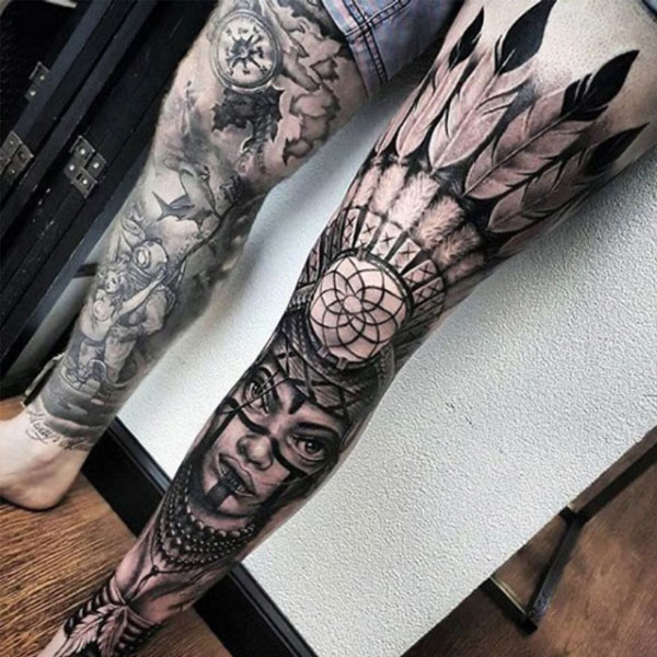 Tattoo thổ dân full chân