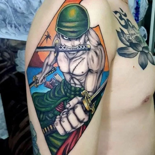 Tattoo zoro ở bắp tay chất