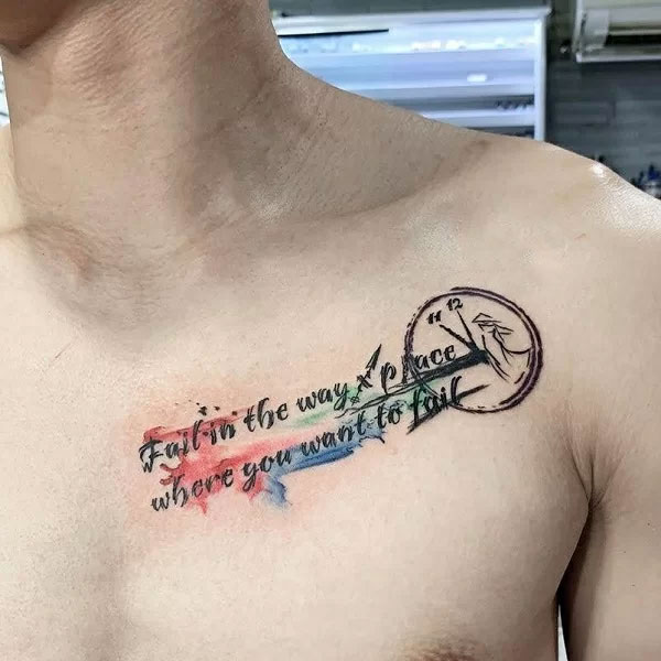 Tattoo chữ tiếng anh ý nghĩa ngực đẹp