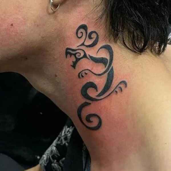 Tattoo draken ở cổ đẹp