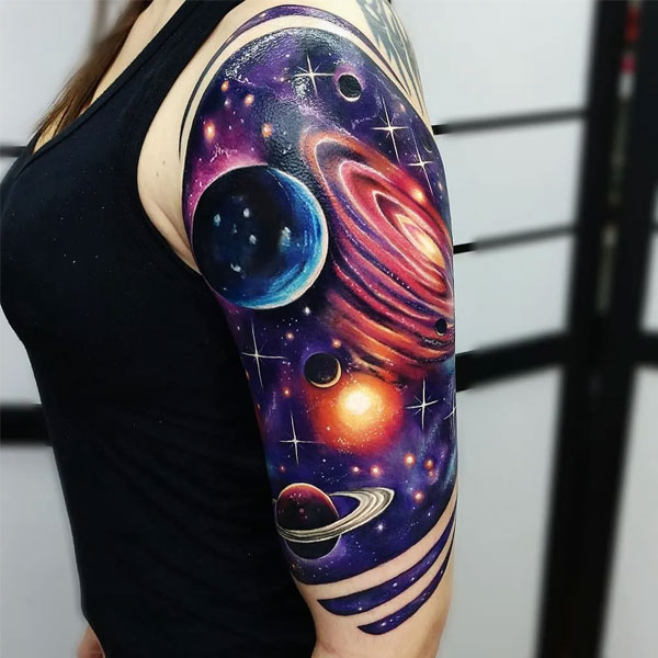 Tattoo galaxy bắp tay siêu đẹp