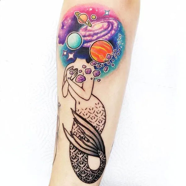 Tattoo galaxy nàng tiên cá